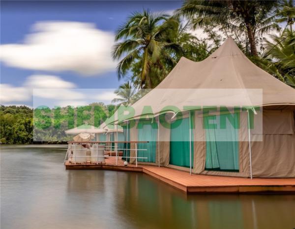 Cheap Glass Wall Luxury Hotel Tents With Curtains Luxurious Decorations For Outdoor Camping Family for sale