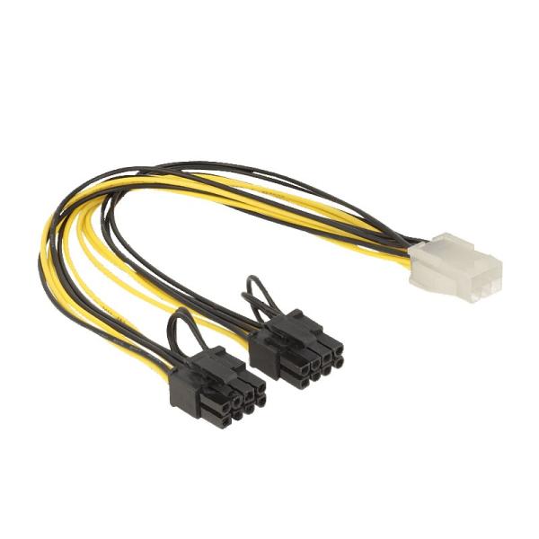 6 pin Socket to 2 x 8 pin Plug PCI Express Power Supply Cable