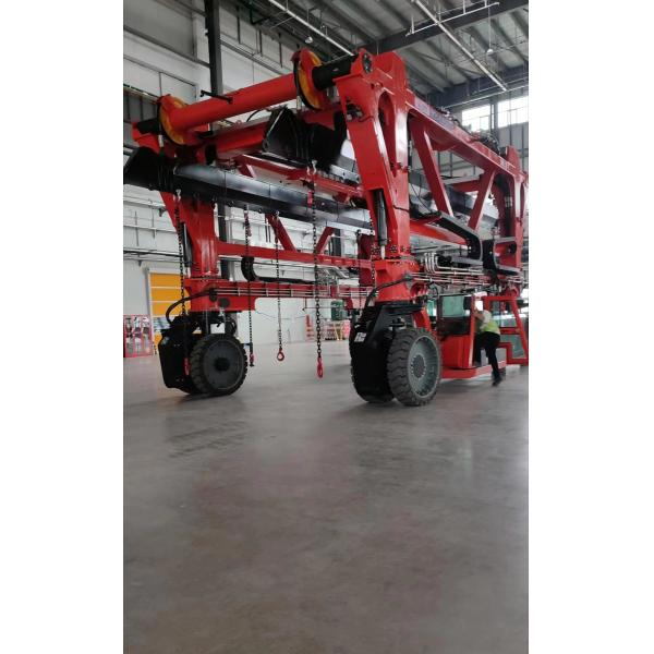 Red Mobile 80T Straddle Container Lifter Truck For Oversize Load