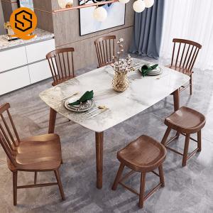 Best Fireproof 6 Chairs Marble Dining Table Square Design For Hotel wholesale