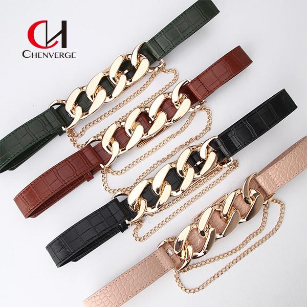 Cheap Fashion Ladies Leather Belt Europe And America Hipster Punk Exaggerated Chain for sale
