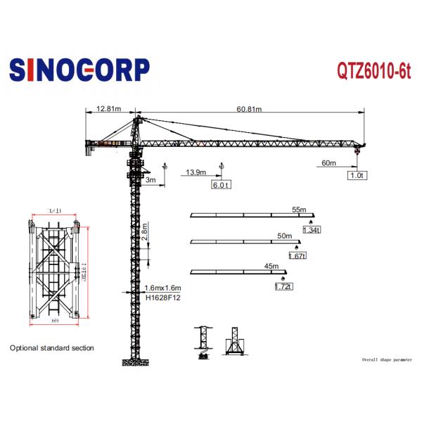 Self Climbing Tower Crane 6 Ton with attach QTZ6010-6