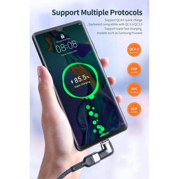 Essager 2022 7-Turn Elbow Magnetic Adaptor L Shaped Design Black White 100W 5A