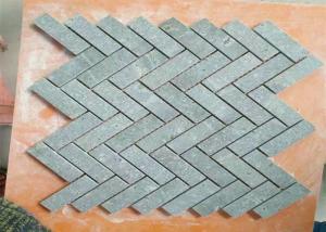 Best Kitchen Natural Stone Floor Tiles , Marble Herringbone Mosaic Tile 1 X 3 Chip Size wholesale