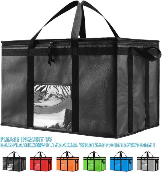 Cheap Insulated Cooler Bag And Food Warmer (3XL, 2 Pack) For Food Delivery & Grocery Shopping With Zippered Top, Black for sale
