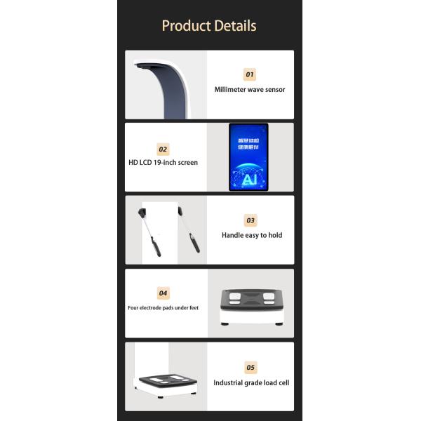 Professional 8 Electrodes Body Composition Fat Analyzer Height Weight Scale with Printer