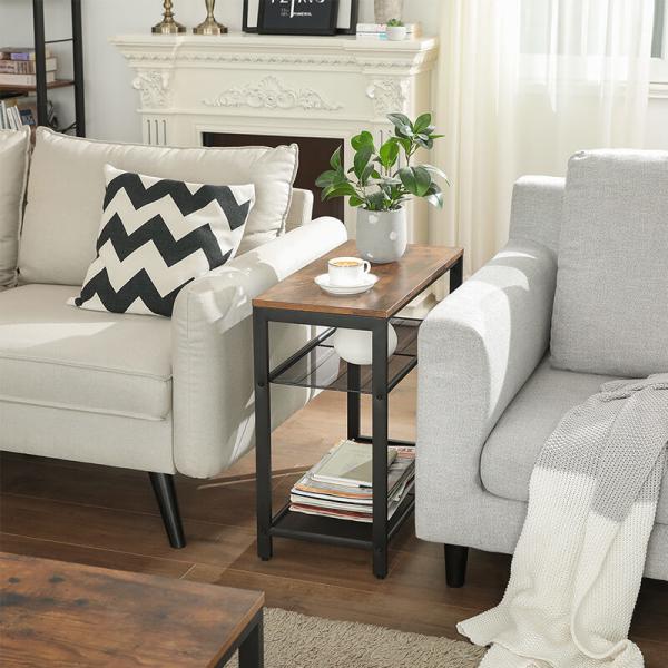 Cheap 3-tier Side Table, End Table with 2 Metal Shelves, Industrial Side Table for Living Room, ULET34BX for sale