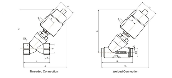 Thread Connection Stainless Steel Angle Seat Valve