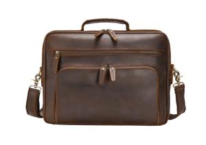 Antiwear Practical Leather Business Briefcase , Durable Leather Laptop Bags For Men