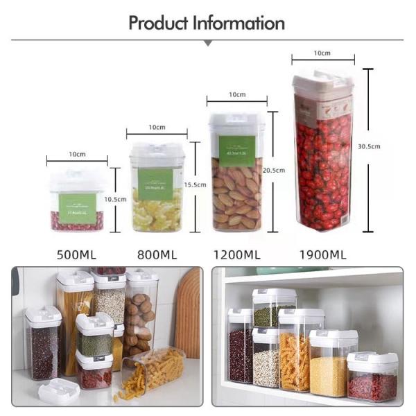 7 Pcs Plastic Food Airtight Storage Containers With Lids Multiple Size