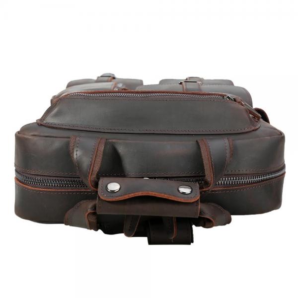 Mens Genuine Leather Bag 15.6 Inch Laptop Backpack Large Capacity Traveling Backpack Bag
