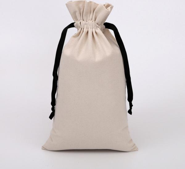 Cheap Christmas Gift Packing Canvas Bag , Black String Drawstring Cinch Bag for sale