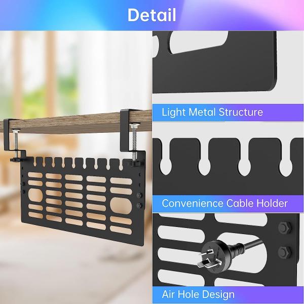 Black Under Desk Cable Organizer Tray The Ultimate Desk Wire Management Solution