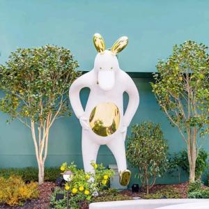 Best Cartoon White Rabbit Garden Animal Sculptures Indoor 135cm Height wholesale