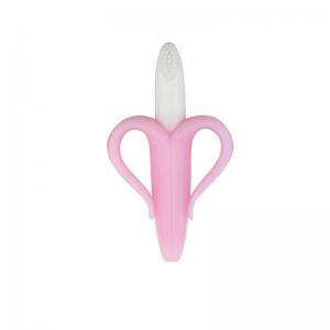 Best Portable Pink Banana Teething Brush , 360 Degree Baby Bath Silicone Brush wholesale