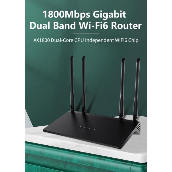 Plastic Black Wifi 6 802.11 AX Router Wireless 1800Mbps IPQ600 CPU For Home