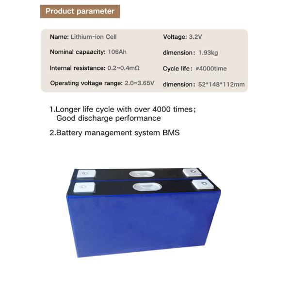High Capacity Lifepo4 EV Battery Pack 106Ah 3.2 V Lithium Phosphate Battery