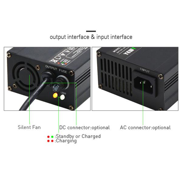 Multi Voltage Electric Scooter Charger 12V 24V 36V 48V With Silent Cooling Fan