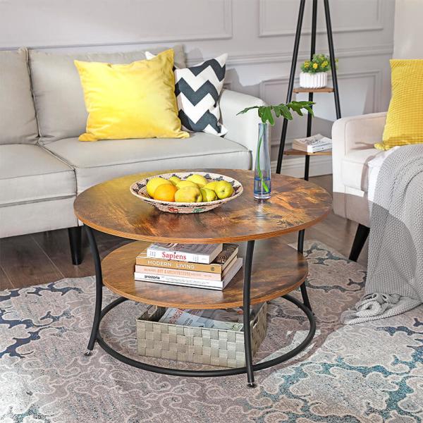 Cheap Round Coffee Table For Sale, Industrial Coffee Table, 2 Tiers Round Coffee Table, Living Room Coffee Table, LCT80BX for sale