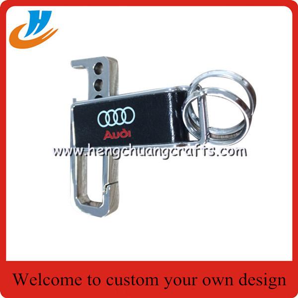 Cheap Leather key chain bottle opener,metal bottle opener with antique brass plated for sale
