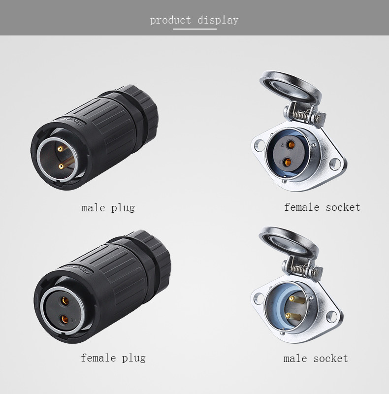 New Product Outdoor Waterproof and Dustproof Platic Male and Metal Female 5 pin Power Connector