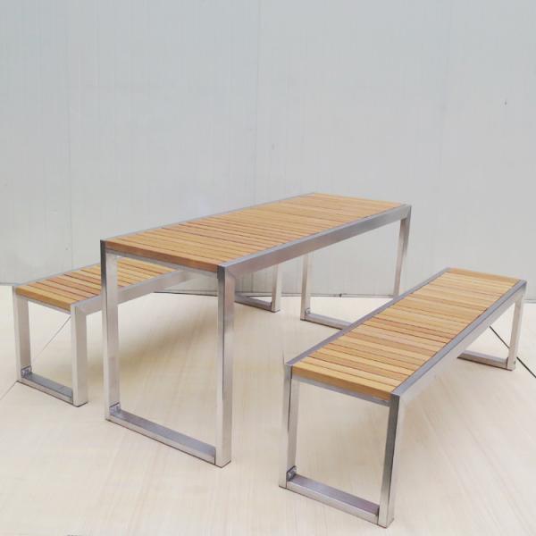 Cheap SS304 Feet 2130mm Picnic Table Bench Set for sale