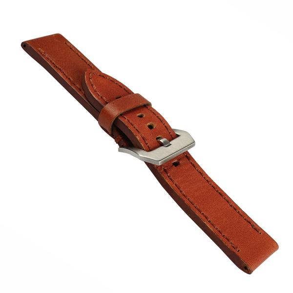 SHX Narrow 18mm Genuine Leather Watch Band Dark Brown With Double Colors