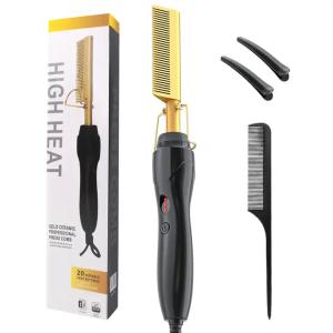 Best Experience Luxury Styling with Flat Iron Heated Hotcombs hot comb - Gold black wholesale