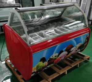 China Commercial Hard ice cream showcase italian gelato glass display case fruit Ice cream display cabinets on sale