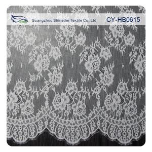 White Flower Sewing Eyelash Lace Trim For Bridal Wedding Gown