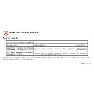 GoldAriel Magnetic Electronic (Shanghai) Co,. Ltd. Certifications