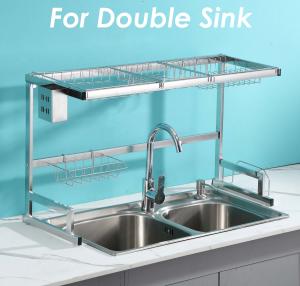 Best 2 Tier Dish Dryer Rack Over Sink  , Polishing Double Sink Drying Rack ODM wholesale