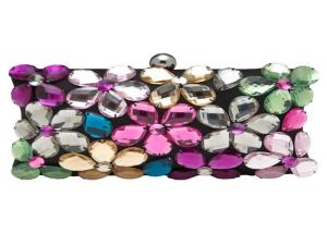 Beautiful Acrylic Flower Evening Clutch Bags Multi Coloured Embellished For Mini Party