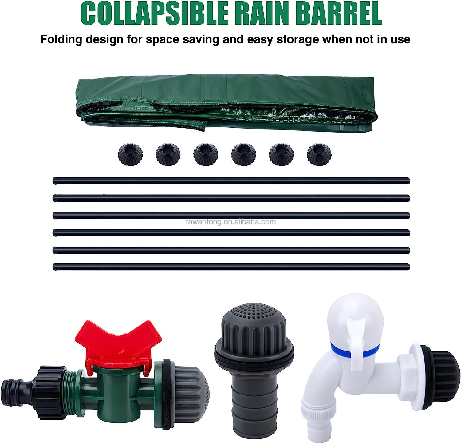 Extra Stable Rainwater Collector 100 Gal Portable Water Storage for Garden Irrigation