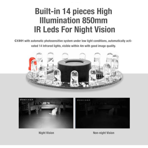 Smart Wireless PIR Motion Sensor Video Recorder with F1.6 aperture CX801