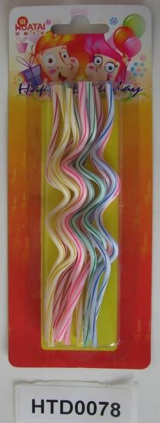 Cheap Wave Shaped Twisted Birthday Candles , Slim Long Birthday Cake Candles for sale