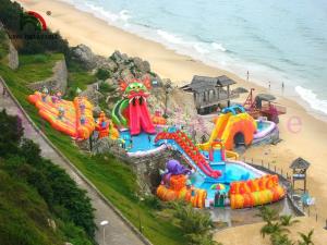 China Multiplay Blow Up Water Playground With Mattress 24 Months Warranty on sale