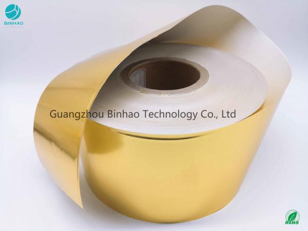 Cheap Cigarette Golden Bright Aluminium Foil Paper No Scratches Oil Pollution Elongation Rate 1% / Min for sale