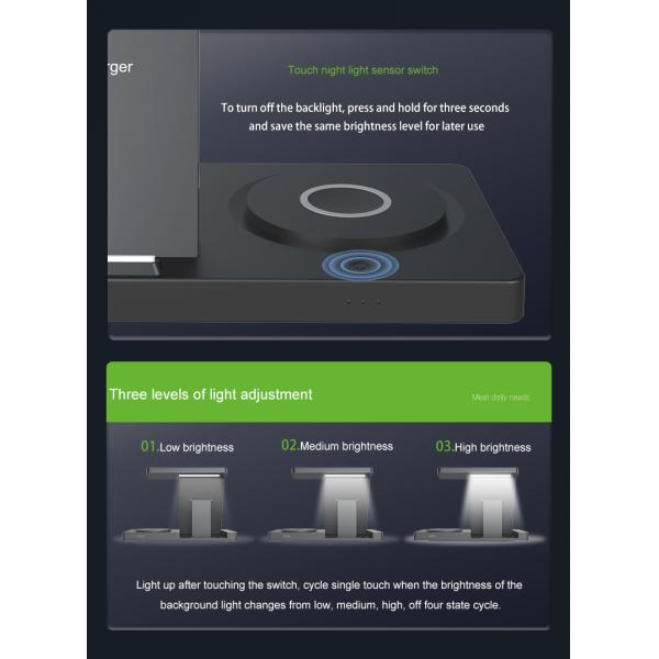 Foldable Wireless Charging Station for Smartphones Earbuds Watches 3W Watch Charging 15W Phone Output Custom