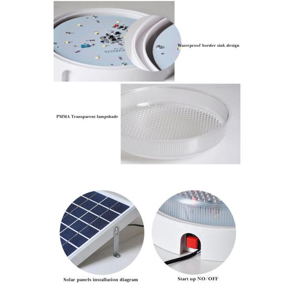 12W Solar LED Ceiling Light With Remote Control , IP65 Solar Garden Light For Yard