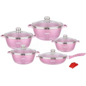 China Cheap Cast 12 PCS Medical Stone Cooking Pot Set Dessini Non Stick Cookware Set Ollas Aluminum Induction Cookware Sets on sale