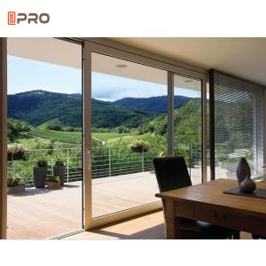 Double Tempered Glass 6063 Aluminium Sliding Doors Black White Color
