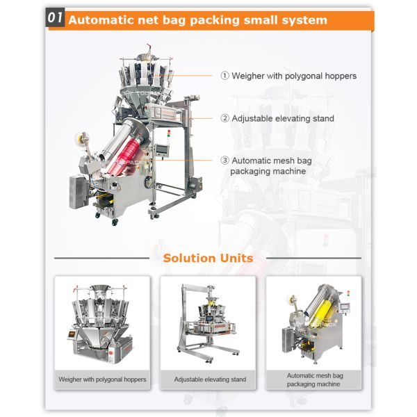 MCU Control Multihead Weigher Packing Machine For Onion Garlic Ginger Intelligent Net