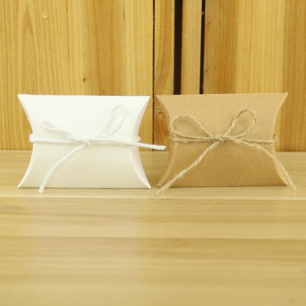 Cheap Biodegradable Bow Tie 250g Double Kraft Paper Food Pillow Box for sale