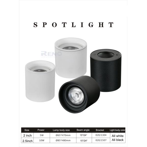 Black Surface Mounted Cob Light , Epistar Ip44 Adjustable Downlights 0.008KW