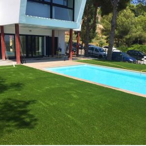 Best 3 Tones Green Color Artificial Turf Grass Landscaping PE Synthetic Turf wholesale
