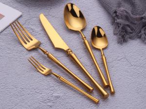 Best Elegant Design 304 Stainless Steel Flatware Mirror Gold Kitchen Cutlery Knife Fork Spoon wholesale