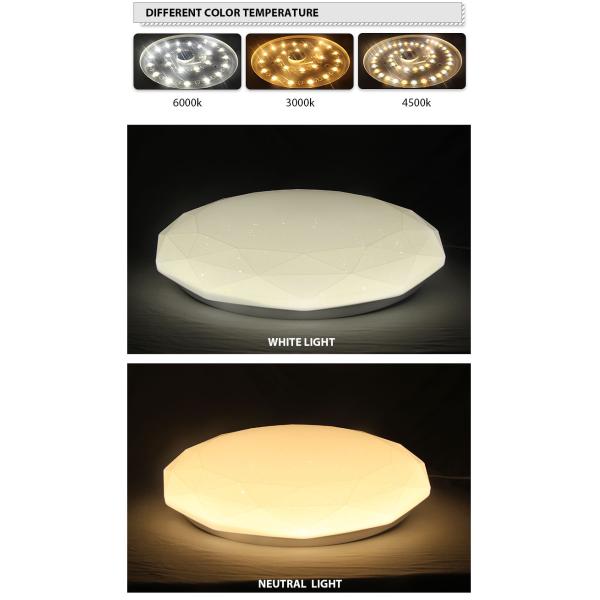 22W*2 Tri Led Colour Changing Ceiling Flush Light With Remote Control 2200LM