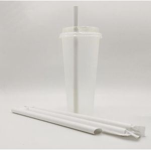 Eco Friendly Biodegradable Disposable Drinking Paper Straws with Plain White
