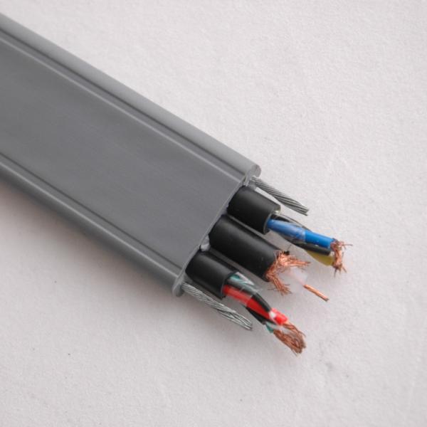 Cheap Flat Flexible Traveling Elevator Cable with TV Camera Cable in Grey Color TVVB2G 2x2Px0.75+TV for sale